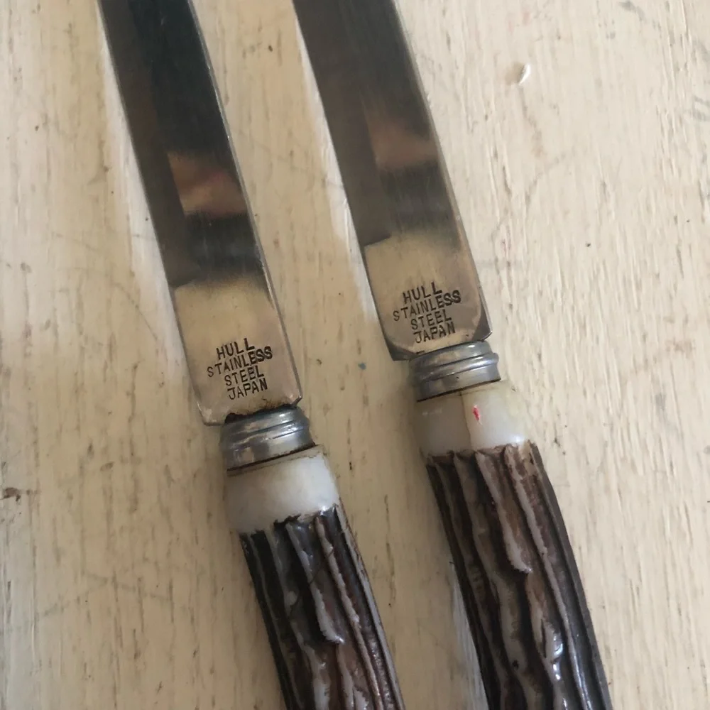 Vintage Bakelite Horn Handle Serving Utensils
